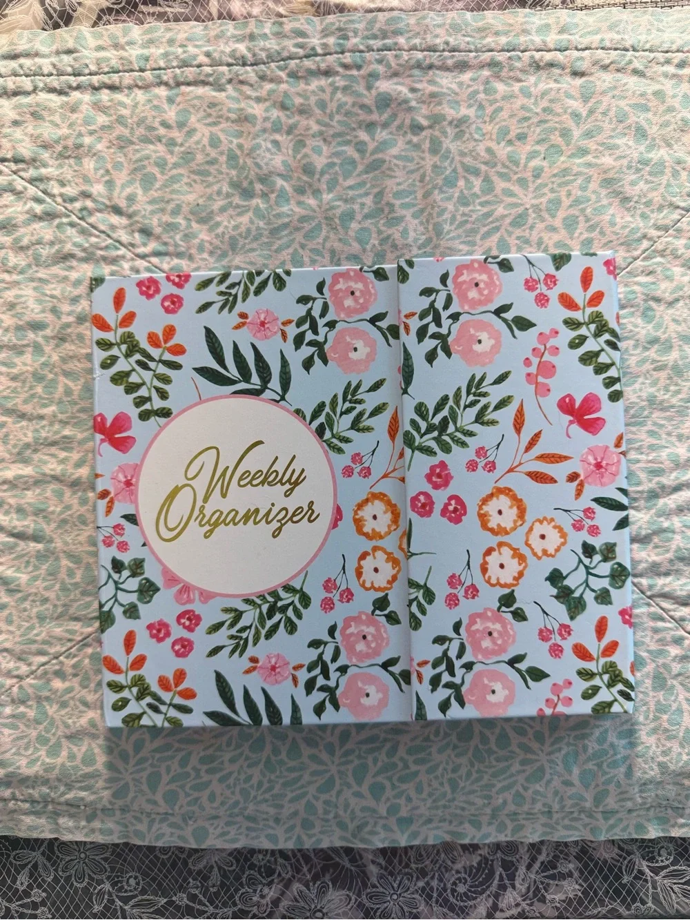 Floral Weekly Organizer Notebook - Pink & Green